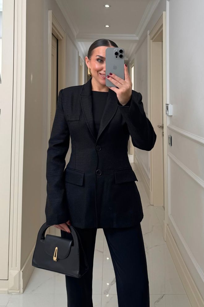 Tuba Black Formal Slim Fit Single Breasted Blazer Jacket Wholesale Clothing Work