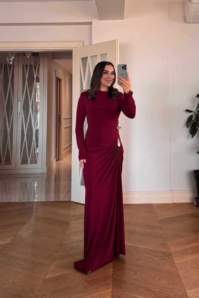 Tuba Claret Red Elegant Formal Floor Length Dress Wholesale Clothing Elegant