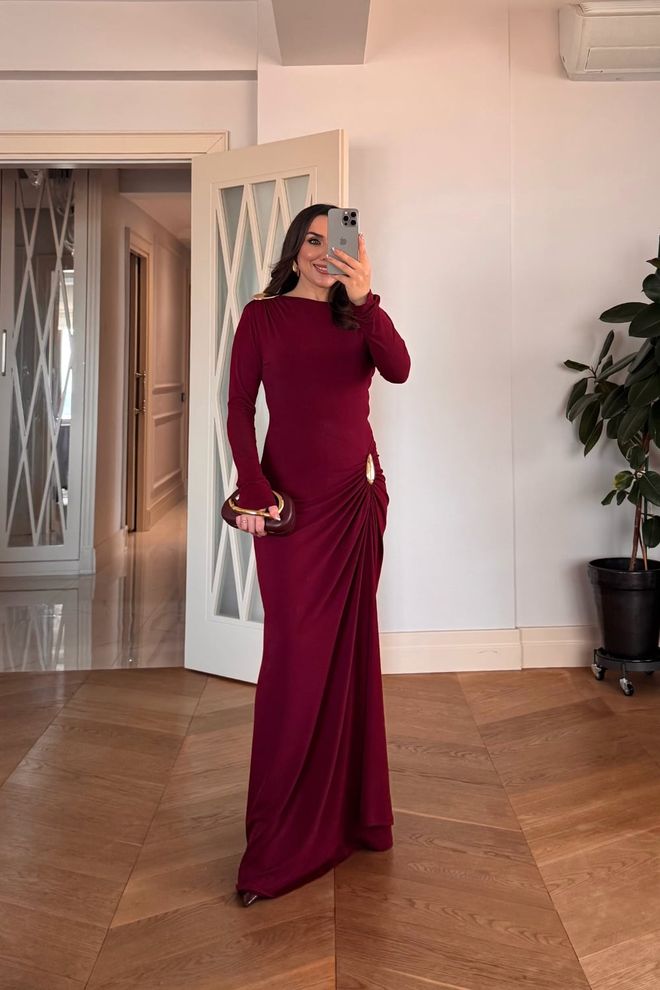 Tuba Claret Red Elegant Formal Floor Length Dress Wholesale Clothing Glam