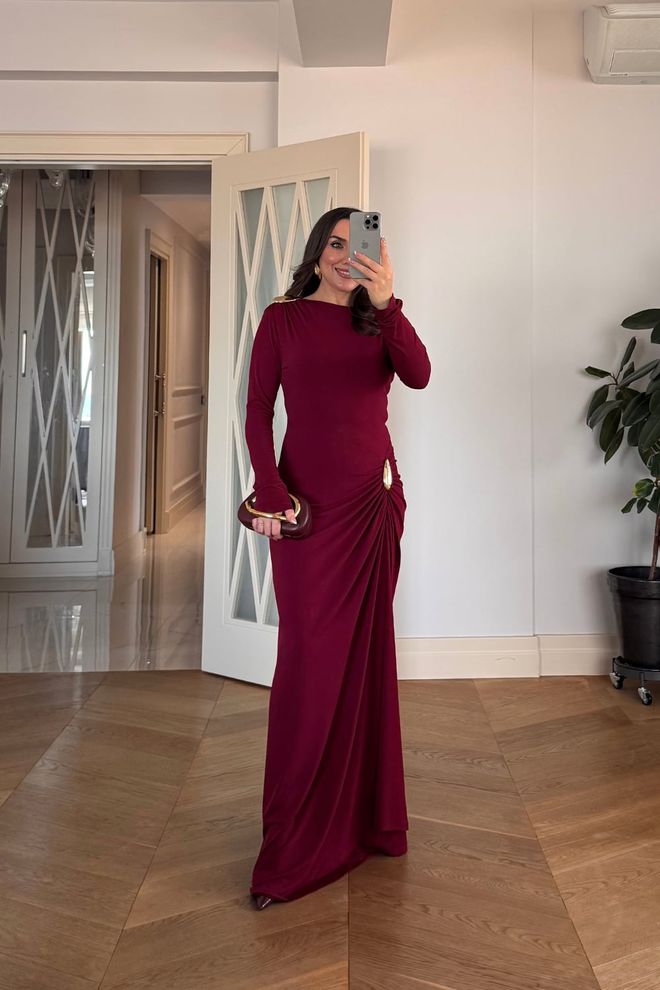 Tuba Claret Red Elegant Formal Floor Length Dress Wholesale Clothing 1