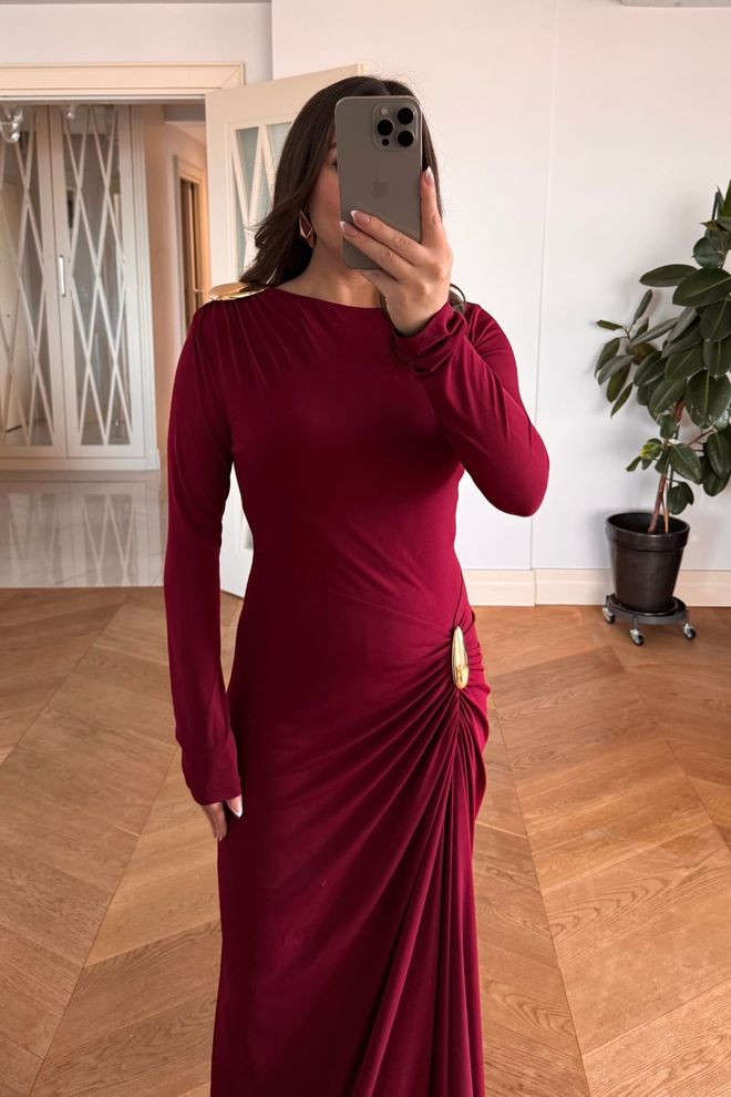 Tuba Claret Red Elegant Formal Floor Length Dress Wholesale Clothing Christmas