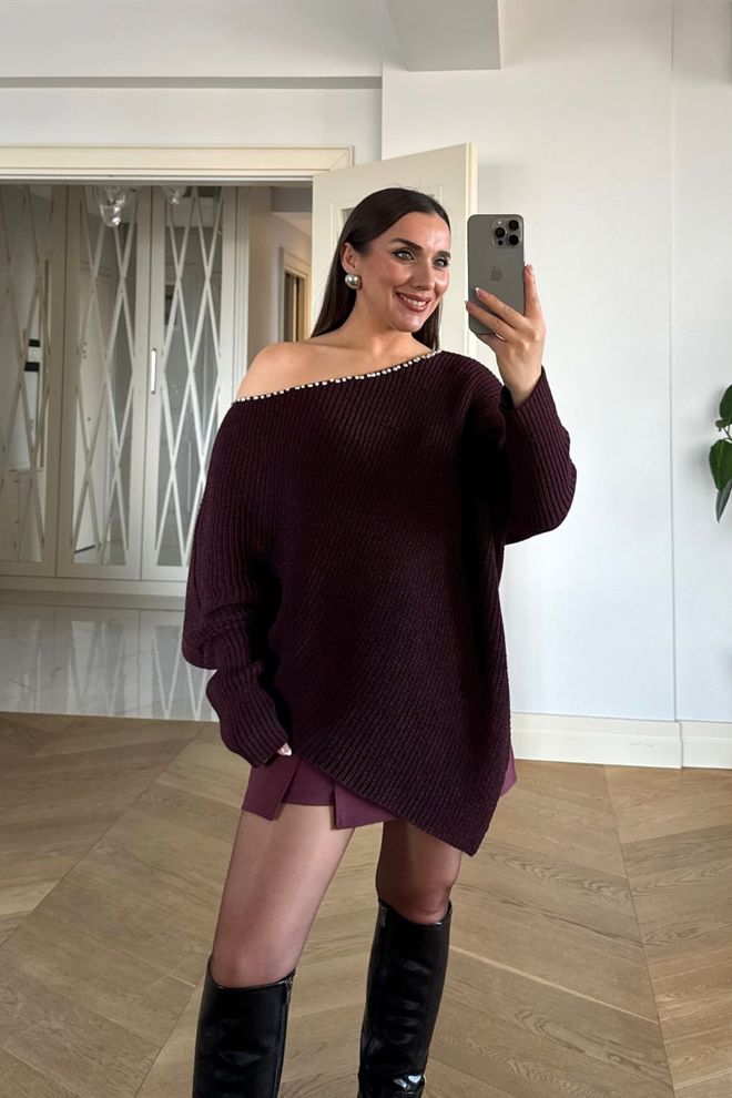 Tuba Rebeca Rojo Clarete Oversized Manga Larga Sin Bolsillos Ropa al por mayor Casual