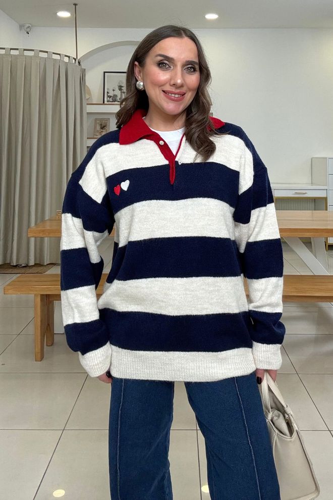 Tuba Casaco De Malha Azul marinho Casual Tamanho Grande Roupas por atacado Casual