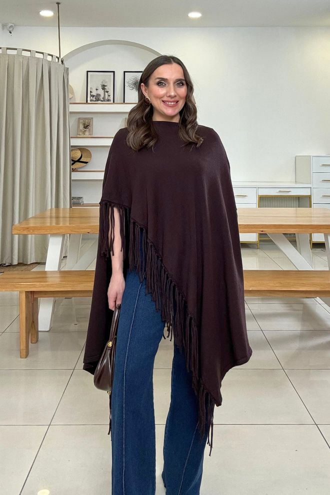 Tuba Kahverengi Balıkçı Yakalı Ve Japone Kollu Hırka Toptan Giyim Gündelik