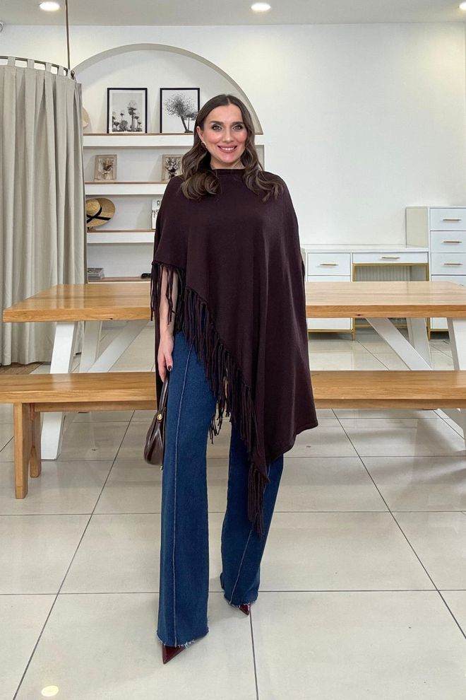 Tuba Brown Cardigan With High Neck And Cap Sleeves Wholesale Clothing Lounge