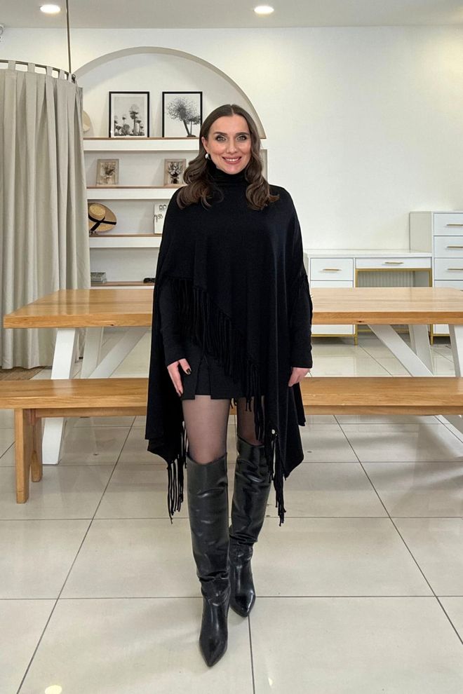 Tuba Black Oversized Fit Long Sleeve Cardigan Wholesale Clothing 1