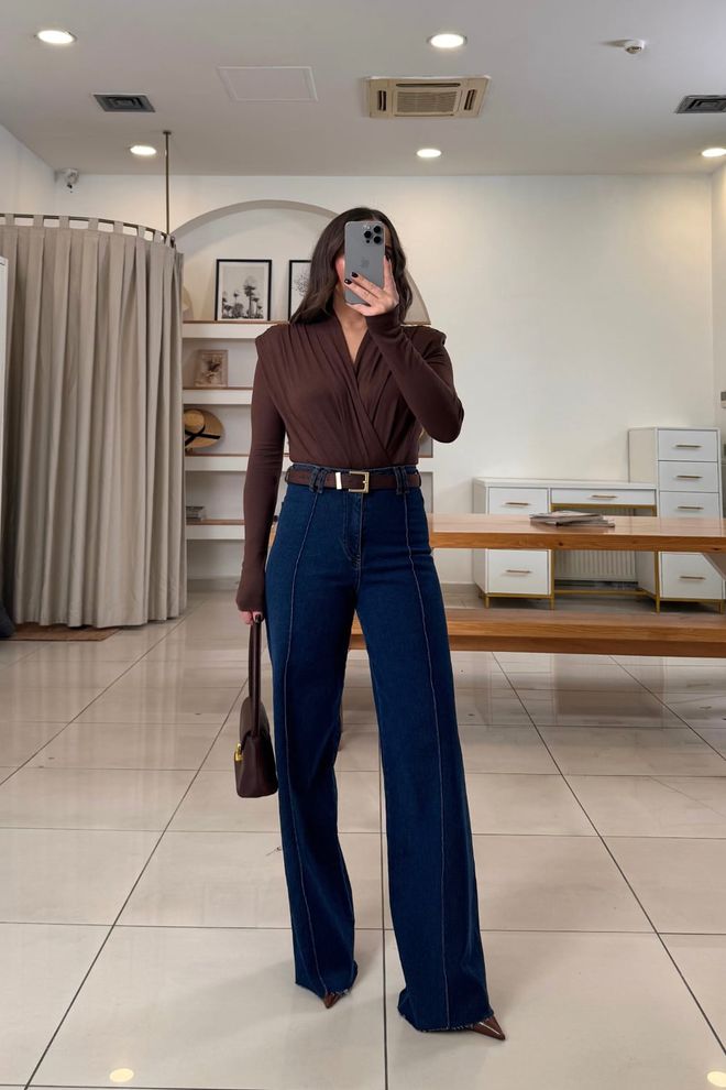 Tuba Brown Elegant Formal Blouse Wholesale Clothing Cocktail