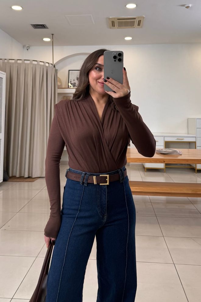 Tuba Brown Elegant Formal Blouse Wholesale Clothing Casual