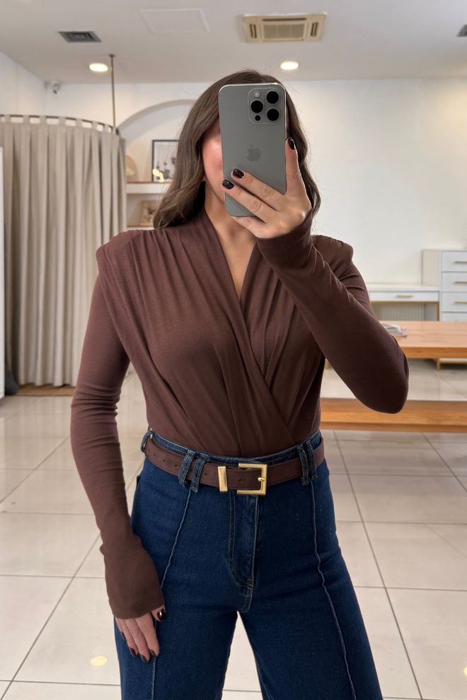 Tuba Brown Elegant Formal Blouse Wholesale Clothing 1