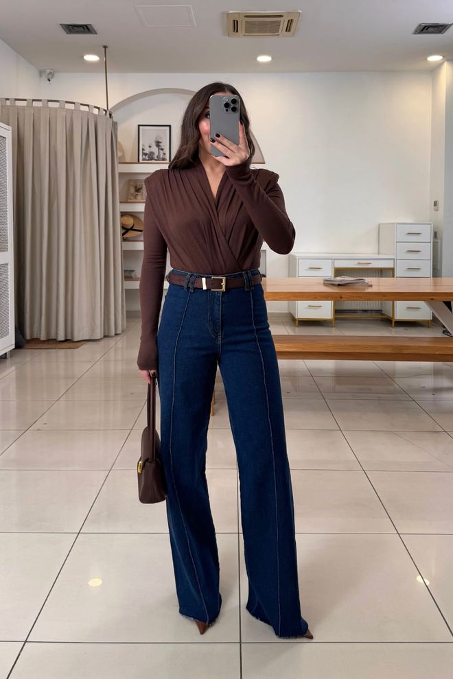 Tuba Brown Elegant Formal Blouse Wholesale Clothing Work