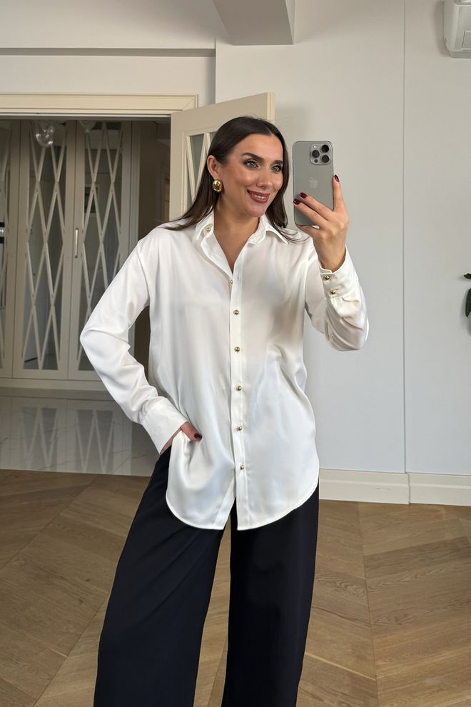 Tuba Moteriški Marškinėliai Su Auksiniais Sagomis Ecru Didmeninė prekyba drabužiais Kokteilinė