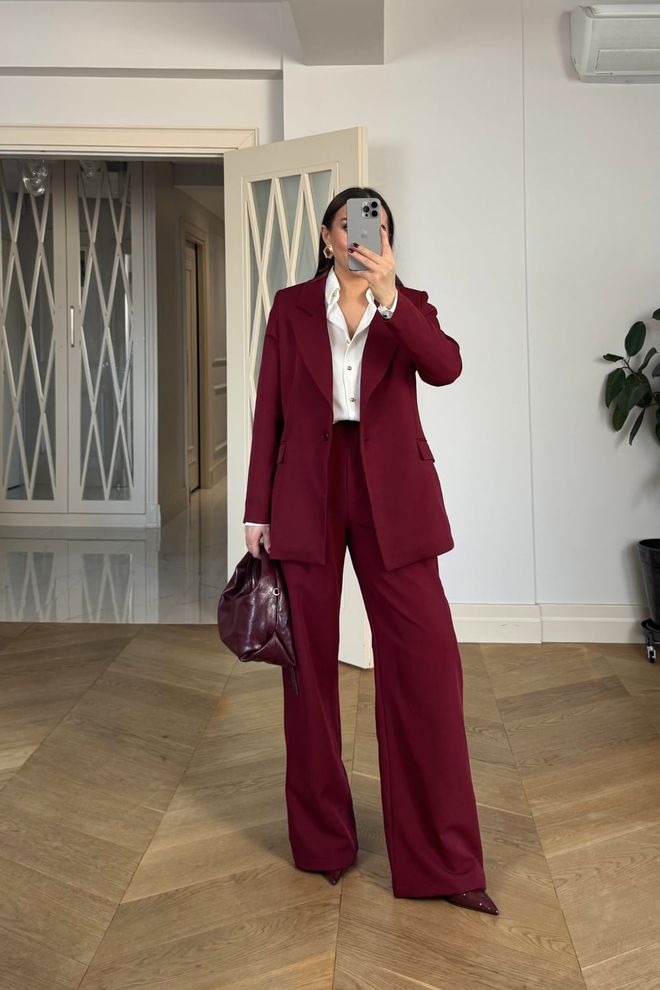 Tuba Claret Red Palazzo Pants Wholesale Clothing 5