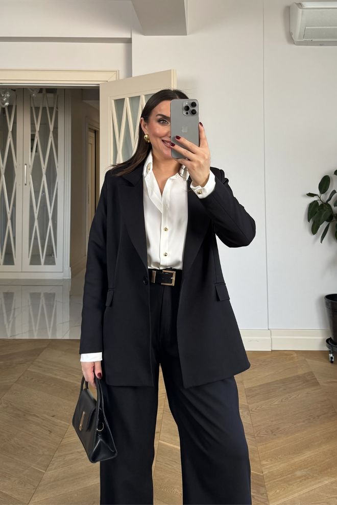 Tuba Μαύρο Μπλέιζερ Breasted Μπουφάν Χονδρικό εμπόριο ενδυμάτων Σοδειά