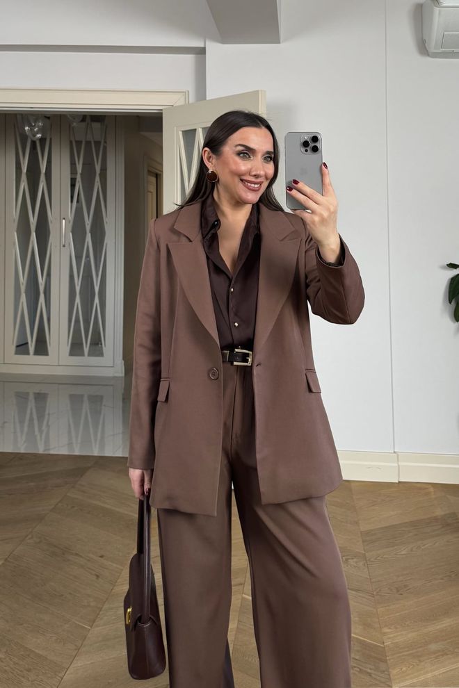 Tuba Καφέ Επίσημο Κομψό Μπουφάν Χονδρικό εμπόριο ενδυμάτων Επίσημο