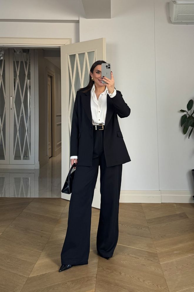 Tuba Black Cigarette Pants With Wide Leg And High Waist Wholesale Clothing Spring