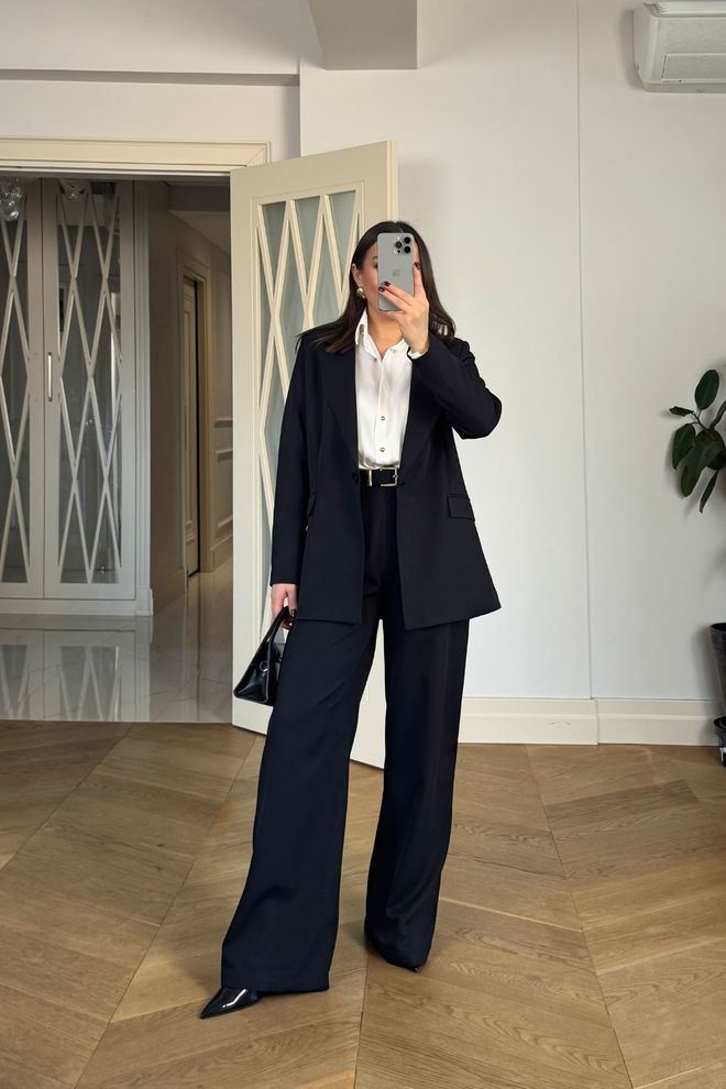 Tuba Black Cigarette Pants With Wide Leg And High Waist Wholesale Clothing Formal