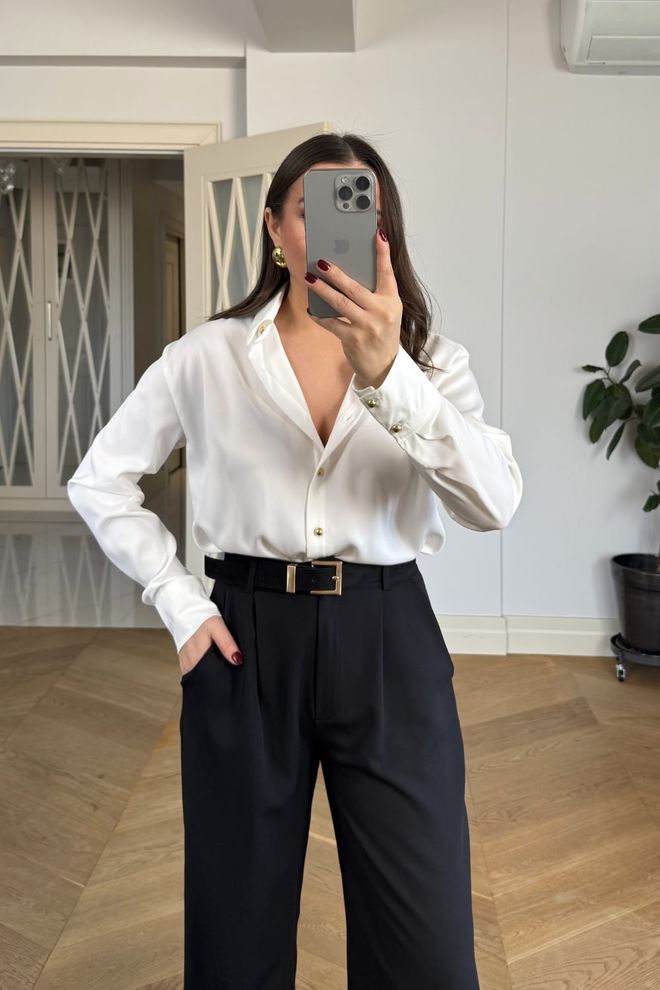 Tuba Black Cigarette Pants With Wide Leg And High Waist Wholesale Clothing 5