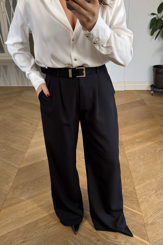 Tuba Black Cigarette Pants With Wide Leg And High Waist Wholesale Clothing 1