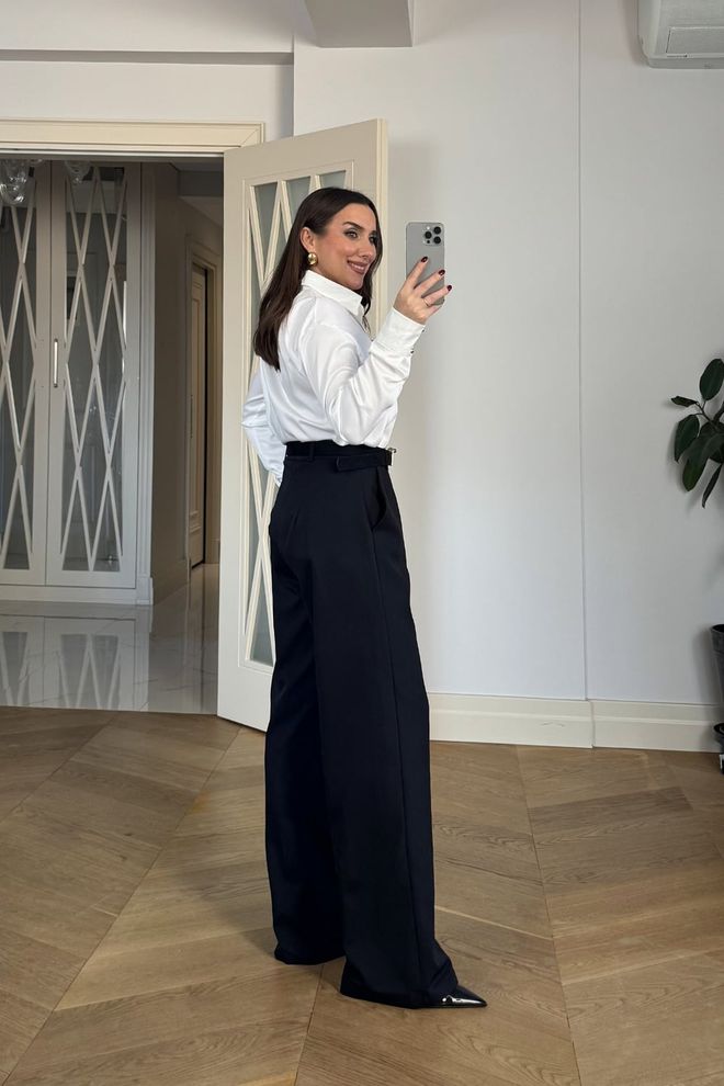 Tuba Black Cigarette Pants With Wide Leg And High Waist Wholesale Clothing Cocktail