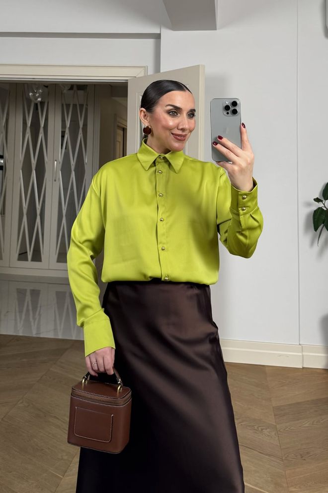 Tuba Green Elegant Formal Casual Shirt Wholesale Clothing Casual