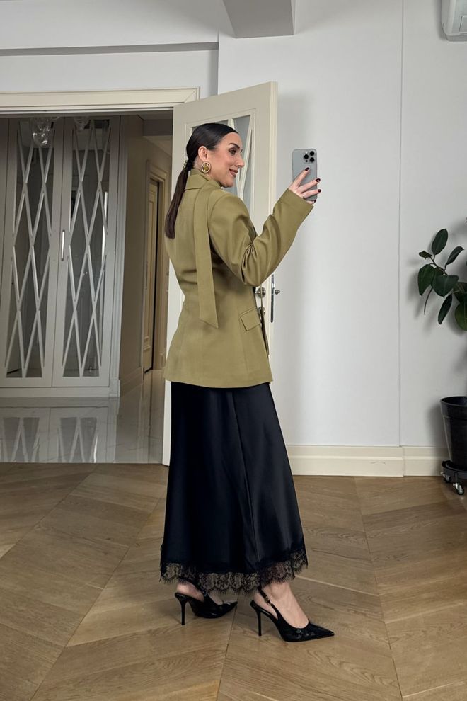 Tuba Khaki Elegant Single Breasted Blazer Jacket Wholesale Clothing 5