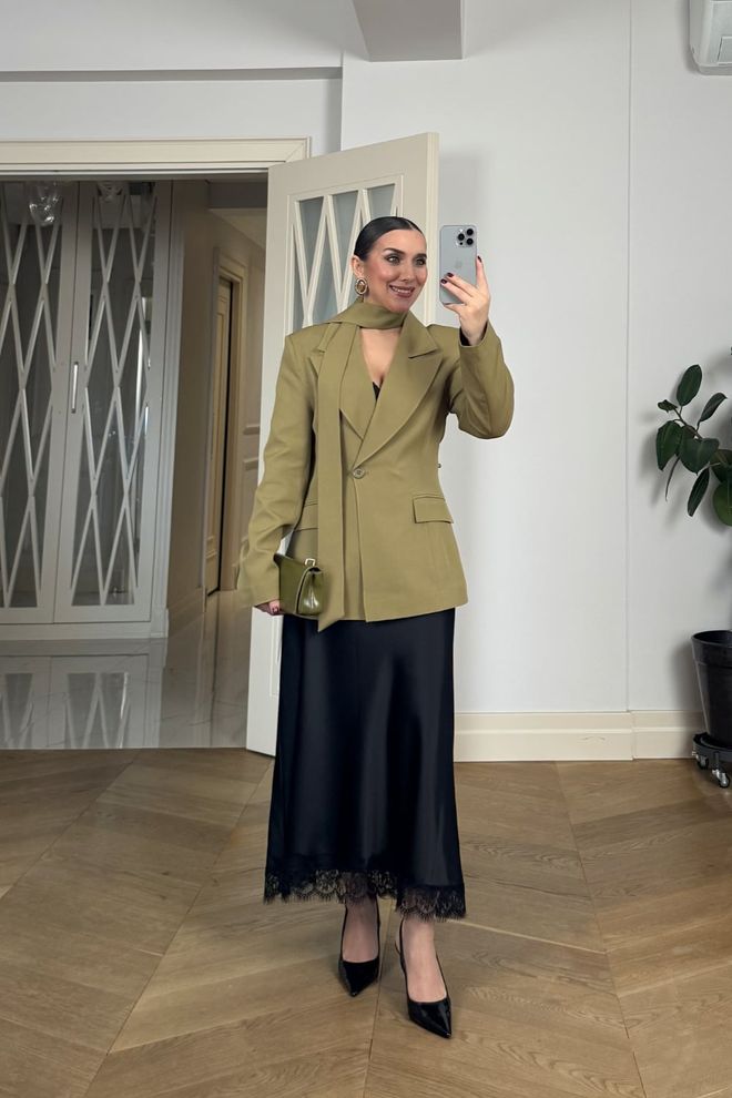 Tuba Khaki Elegant Single Breasted Blazer Jacket Wholesale Clothing Formal