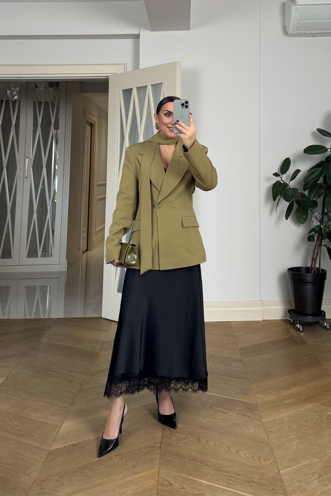 Tuba Khaki Elegant Single Breasted Blazer Jacket Wholesale Clothing Work