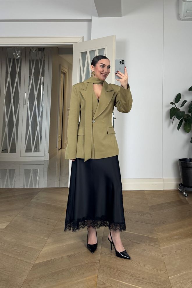 Tuba Khaki Elegant Single Breasted Blazer Jacket Wholesale Clothing Spring