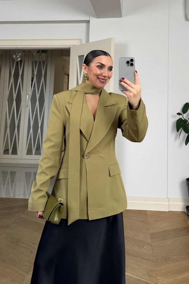 Tuba Khaki Elegant Single Breasted Blazer Jacket Wholesale Clothing Vintage