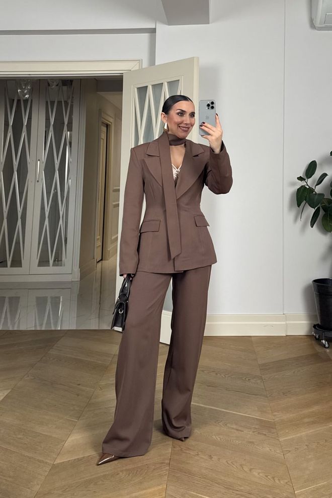 Tuba Brown Elegant Single Breasted Blazer Jacket Wholesale Clothing Work