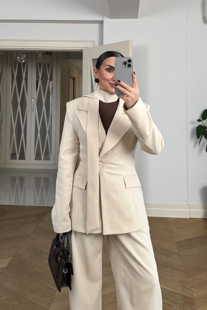 Tuba Beige Single Breasted Formal Jacket Wholesale Clothing Work