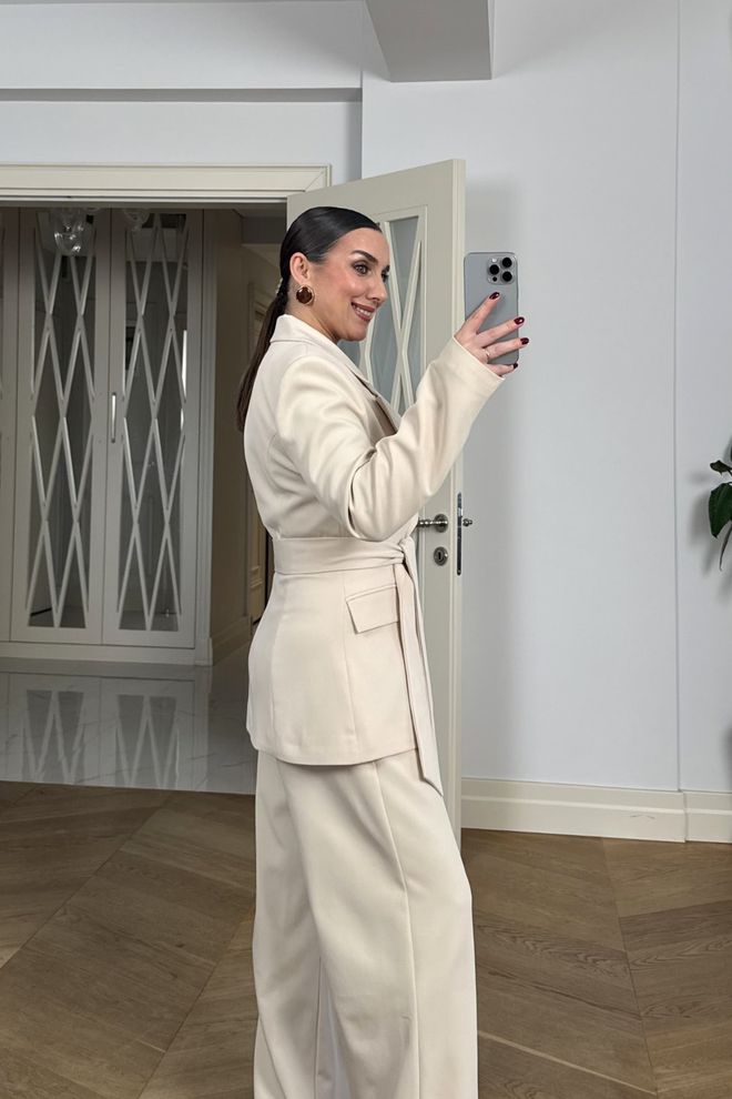 Tuba Beige Single Breasted Formal Jacket Wholesale Clothing Cocktail