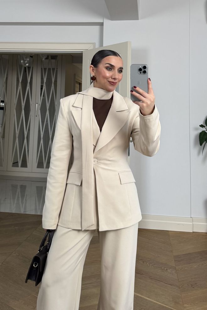 Tuba Beige Single Breasted Formal Jacket Wholesale Clothing Formal