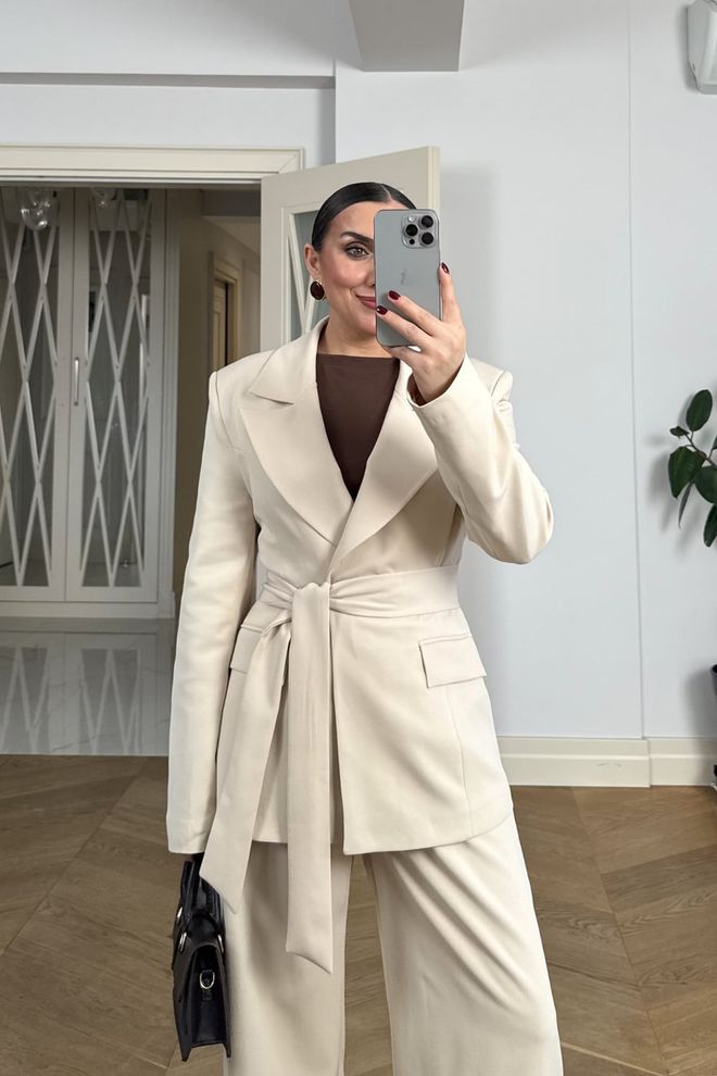 Tuba Beige Single Breasted Formal Jacket Wholesale Clothing 1