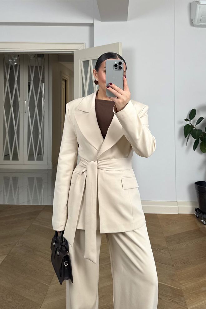 Tuba Beige Single Breasted Formal Jacket Wholesale Clothing 5