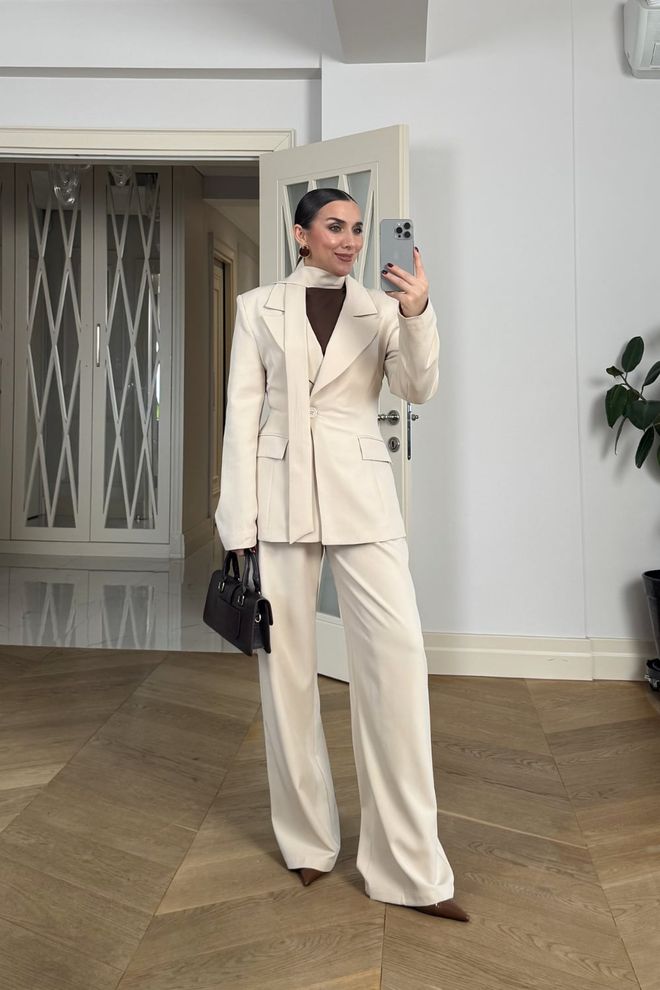 Tuba Beige Single Breasted Formal Jacket Wholesale Clothing Spring