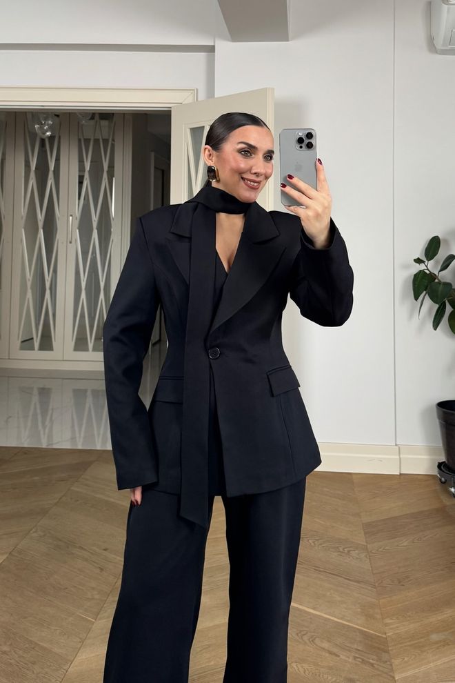 Tuba Black Formal Elegant Jacket Wholesale Clothing 1