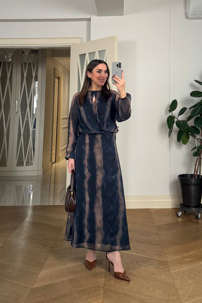 Tuba Black Elegant A Line Tie Dye Dress Wholesale Clothing Spring