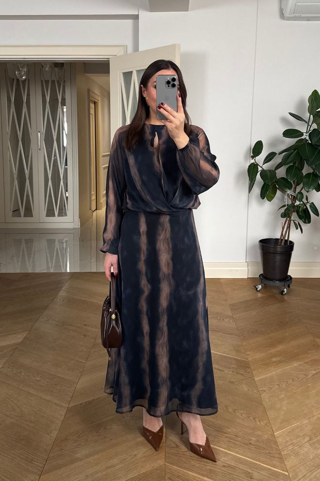 Tuba Black Elegant A Line Tie Dye Dress Wholesale Clothing Work