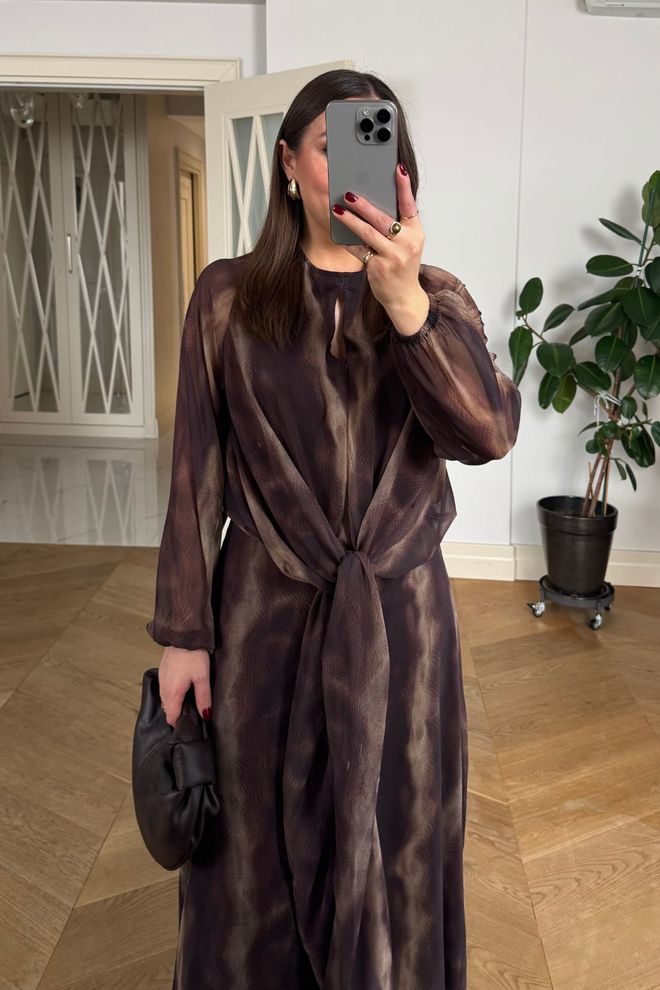 Tuba Elegant Brown Fit And Flare Dress Wholesale Clothing 1