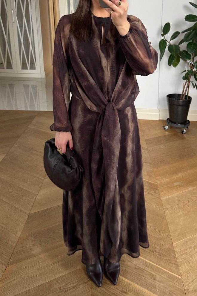 Tuba Elegant Brown Fit And Flare Dress Wholesale Clothing Work