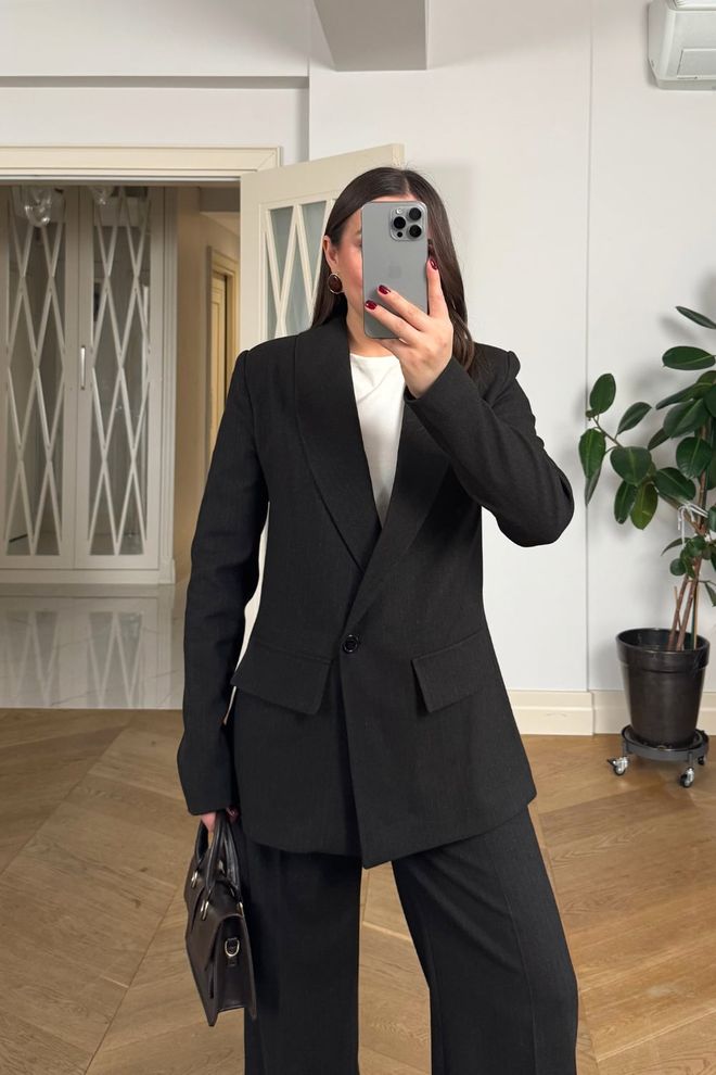 Tuba Black Formal Elegant Suit With Palazzo Pants Wholesale Clothing Elegant