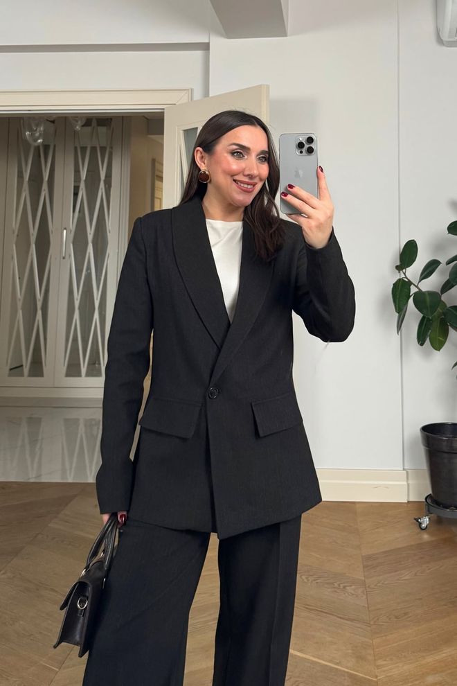 Tuba Black Formal Elegant Suit With Palazzo Pants Wholesale Clothing Cocktail