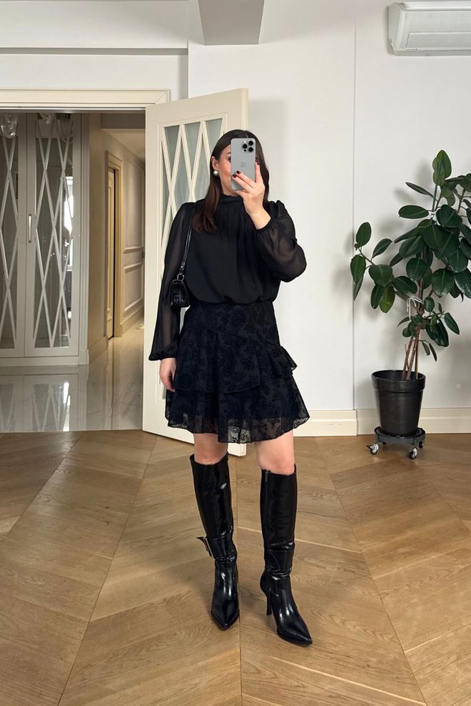 Tuba Elegant Black A Line Mini Dress With Paisley Pattern Wholesale Clothing Spring