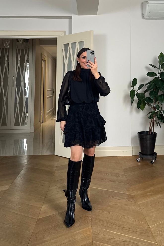 Tuba Elegant Black A Line Mini Dress With Paisley Pattern Wholesale Clothing Elegant