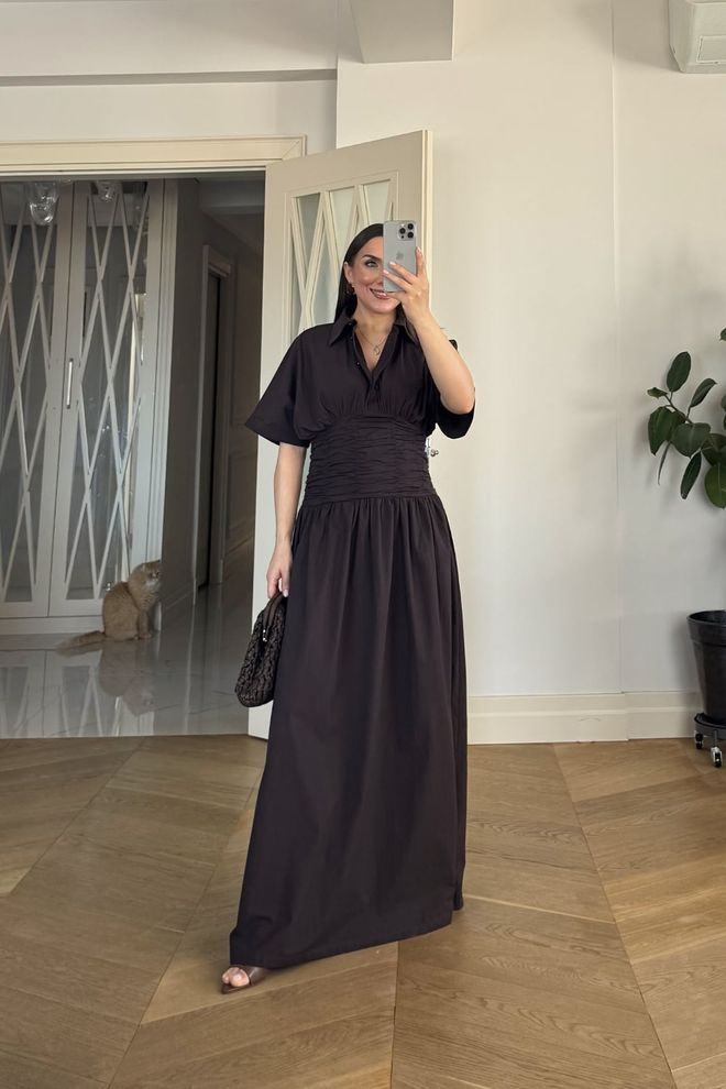 Tuba Elegant Black Shirt Dress With Notched Neck Wholesale Clothing Casual