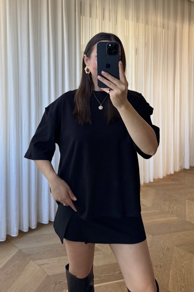 Tuba Čierne Každodenné Oversized Tričko Veľkoobchod s oblečením Neformálny