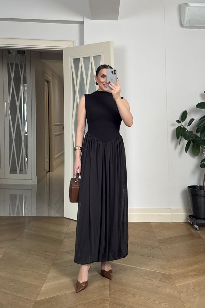 Tuba Elegant Black Fit And Flare Dress Wholesale Clothing Formal