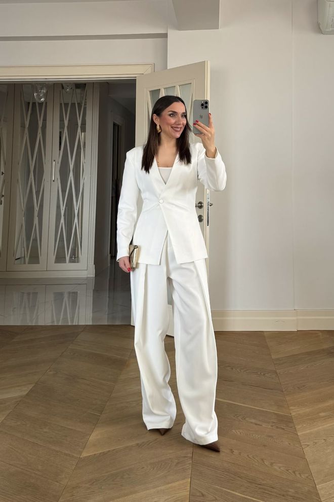 Tuba Bijele Elegantne Palazzo Hlače White Elegant Palazzo Pants Veleprodaja odjeće Vintage