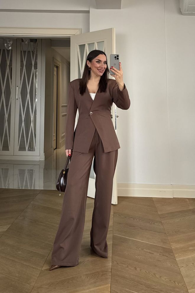 Tuba Brown Elegant Formal Single Breasted Jacket Wholesale Clothing Formal